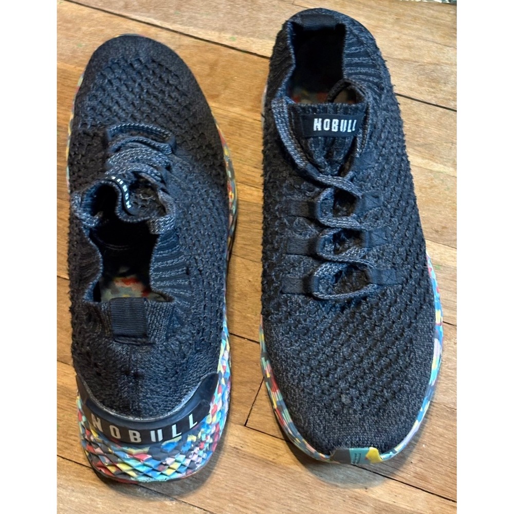 NOBULL Knit Runner Mens 12 Black Multi-Color Confetti Sole Running Shoes Sneaker